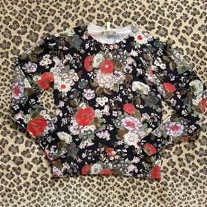 Rebecca Taylor Chocolate Floral Wool Sweater